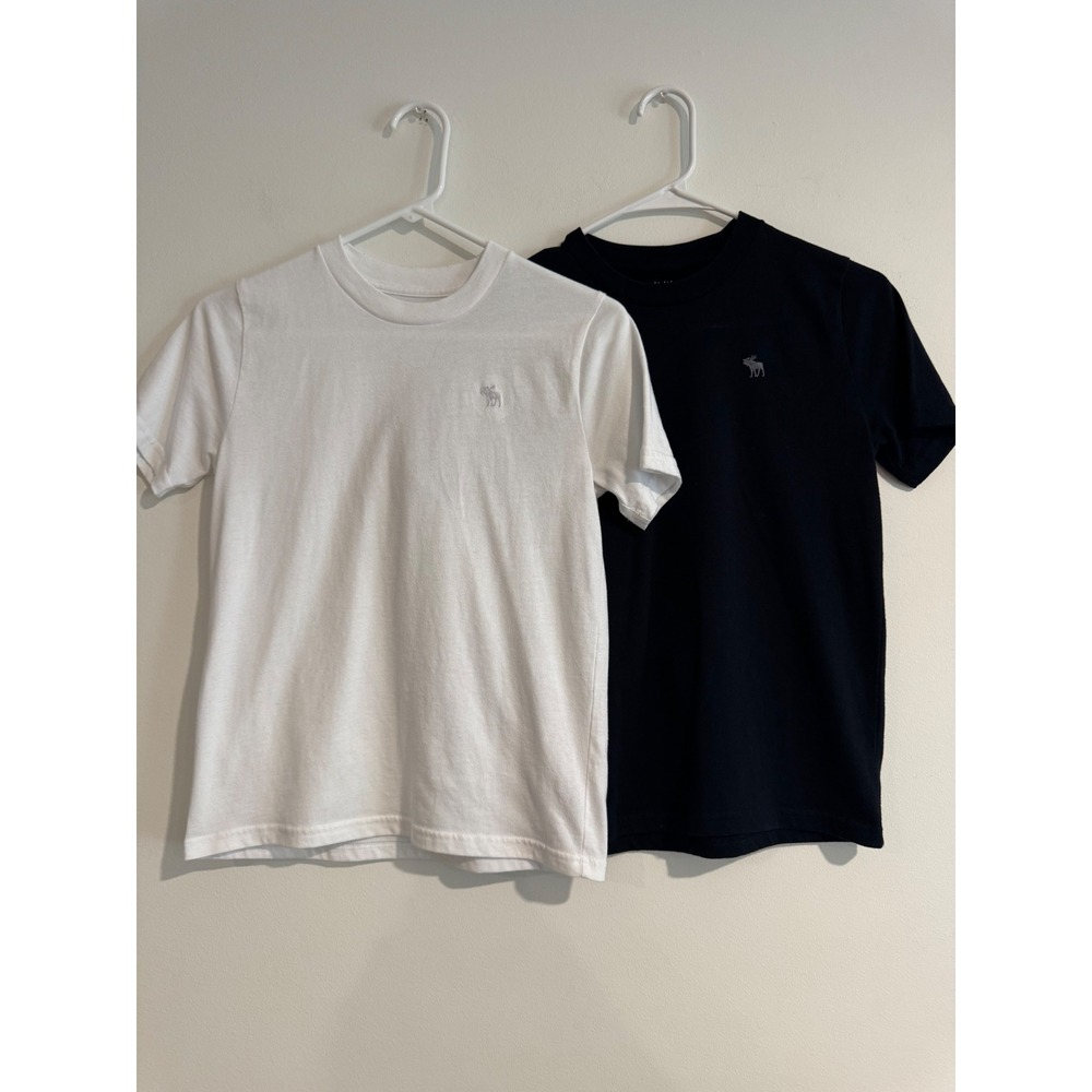 Abercrombie Kids A&F Essentials T-Shirt 2-Pack Boys 11 12 Black White Logo Tee